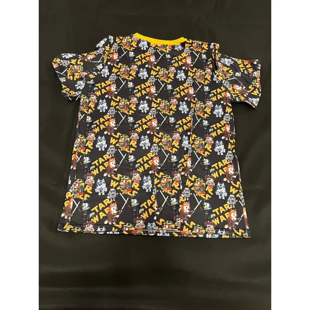 Bluey Star Wars Pajama Set Kids Large Black Yellow Shirt‎ Shorts Sleepwear